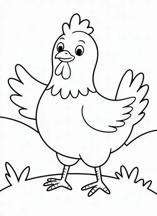 Mẫu tranh tô màu con gà vui nhộn cho trẻ 4 tuổi