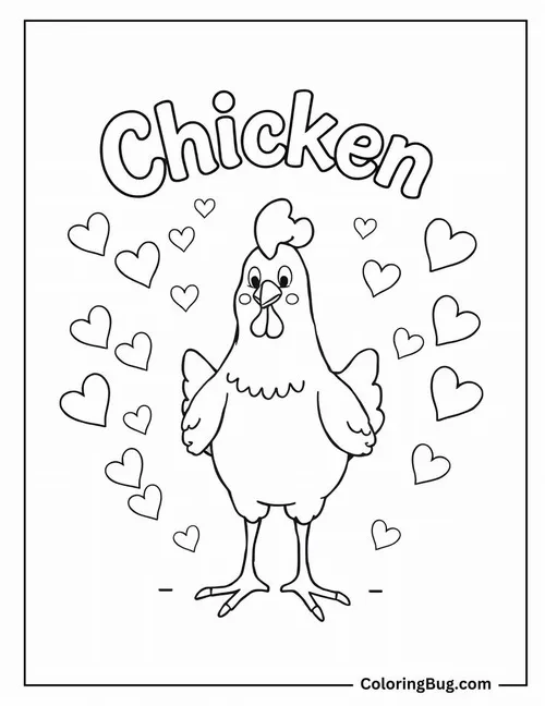 Hình vẽ tranh tô màu gà trống trên hàng rào