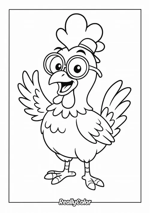 Trang tô màu gà trống đuôi xanh cong kiêu hãnh