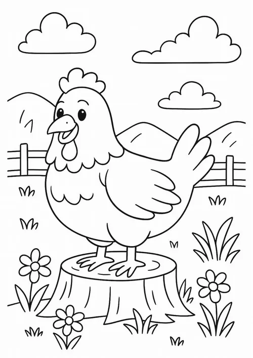 Tờ giấy tô gà trống oai phong đứng trên hàng rào