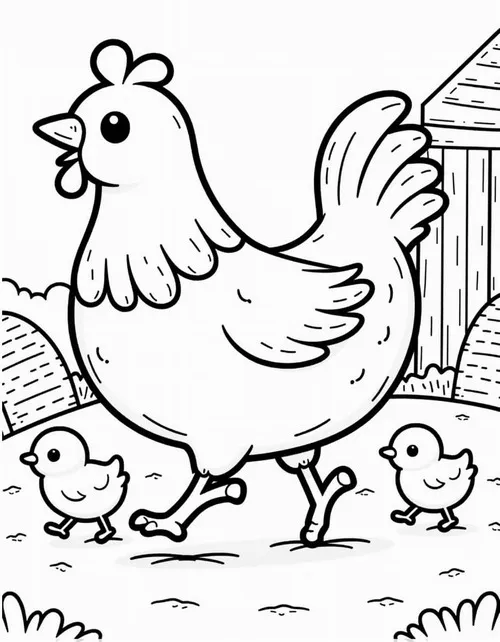 Tranh tô màu gà trống gáy vang báo hiệu bình minh