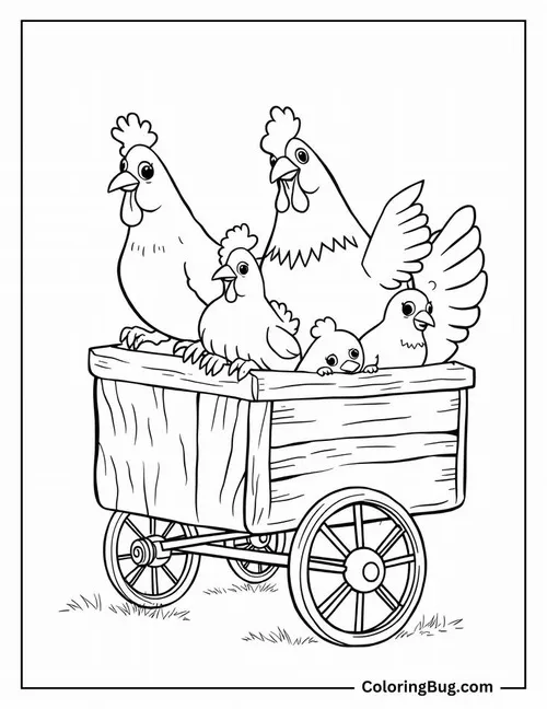 Tờ giấy tô gà trống và gà con giúp bé sáng tạo