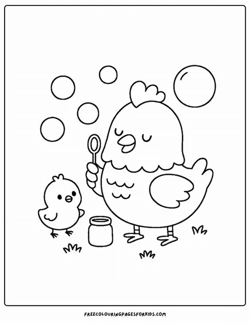 Bức tranh tô màu gà trống cất tiếng gáy vang xa