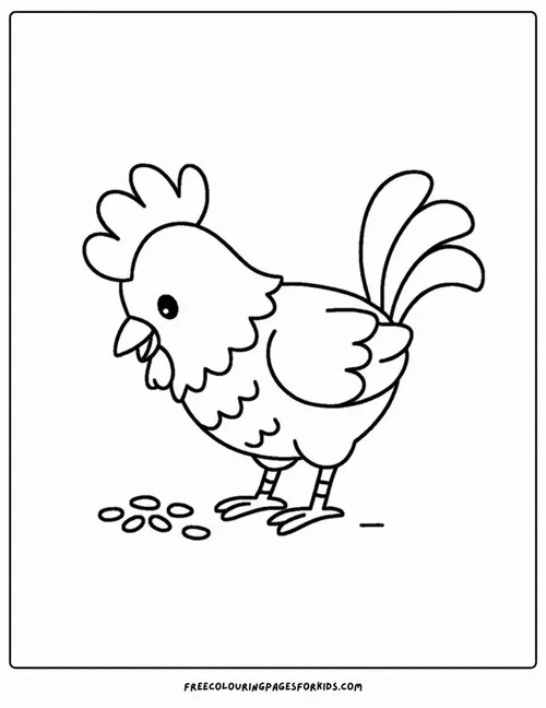 Bức tranh tô gà trống gáy sáng vui nhộn cho bé 3 tuổi