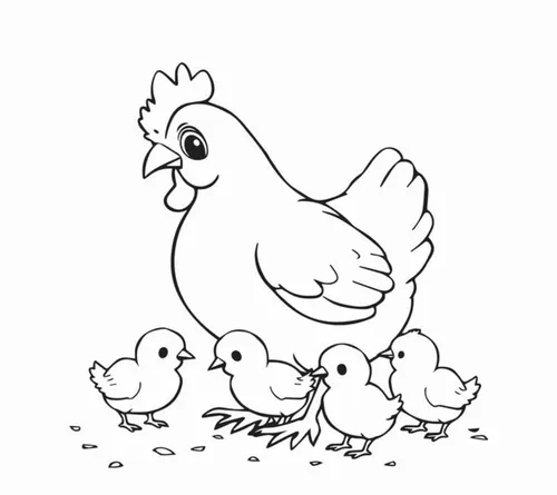 Cả đàn gà vui nhộn trong bộ tranh tô màu sinh động cho bé