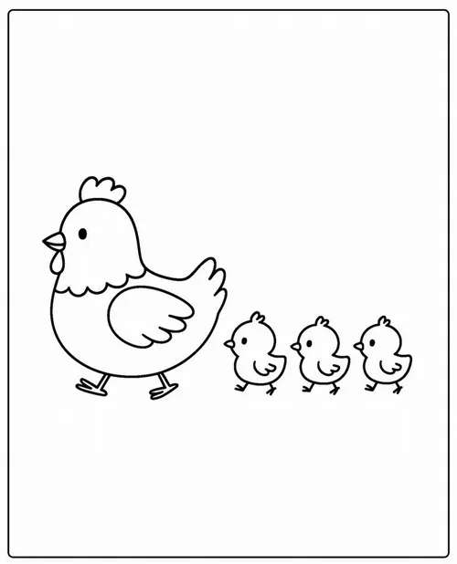 Tranh tô màu con gà dễ thương giúp bé khám phá thế giới quanh nhà