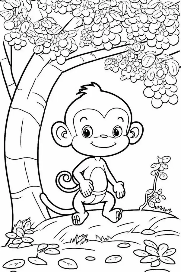 Hình tô chú khỉ hoạt hình cực dễ thương cho trẻ nhỏ.