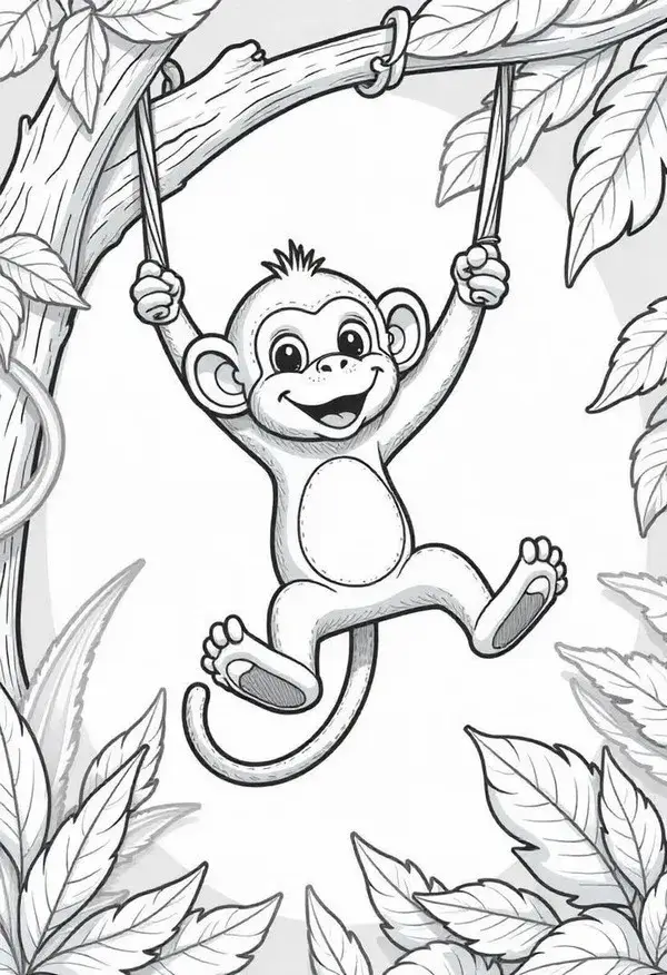 Bộ tranh tô màu chú khỉ đáng yêu giúp bé yêu học vẽ.