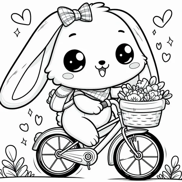 Hình vẽ tranh tô màu thỏ mẹ ôm thỏ con dịu dàng