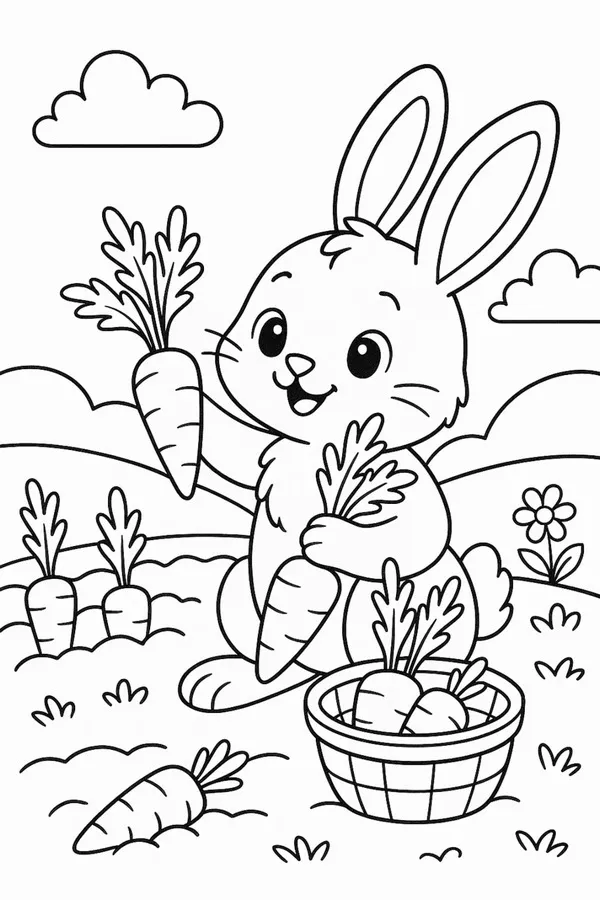 Trang tô màu con thỏ đơn giản giúp bé học phối màu