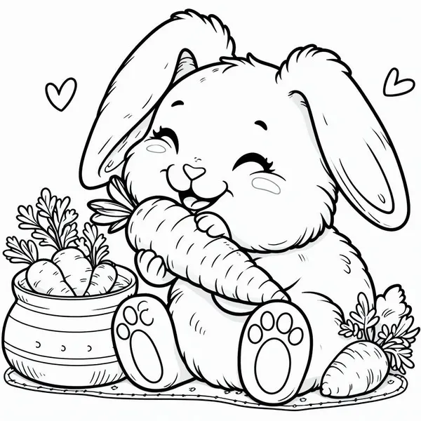 Mẫu tranh tô màu thỏ nâu nhỏ dễ thương cho bé gái