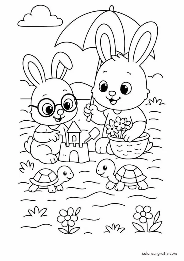 Trang tập tô thỏ cute cực dễ vẽ cho trẻ nhỏ