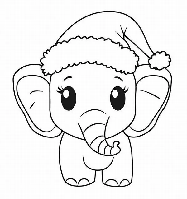 Hình vẽ tô voi con trong vườn cây nhiệt đới