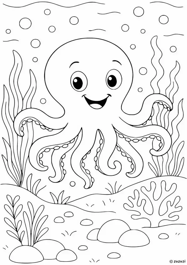 Tranh tô động vật biển giúp bé học về thế giới nước.