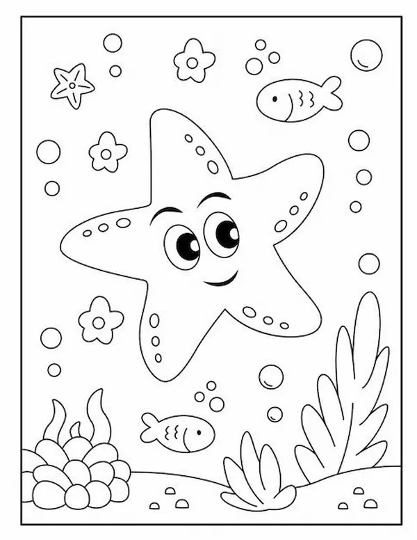 Tranh tô động vật biển giúp bé học về đại dương.