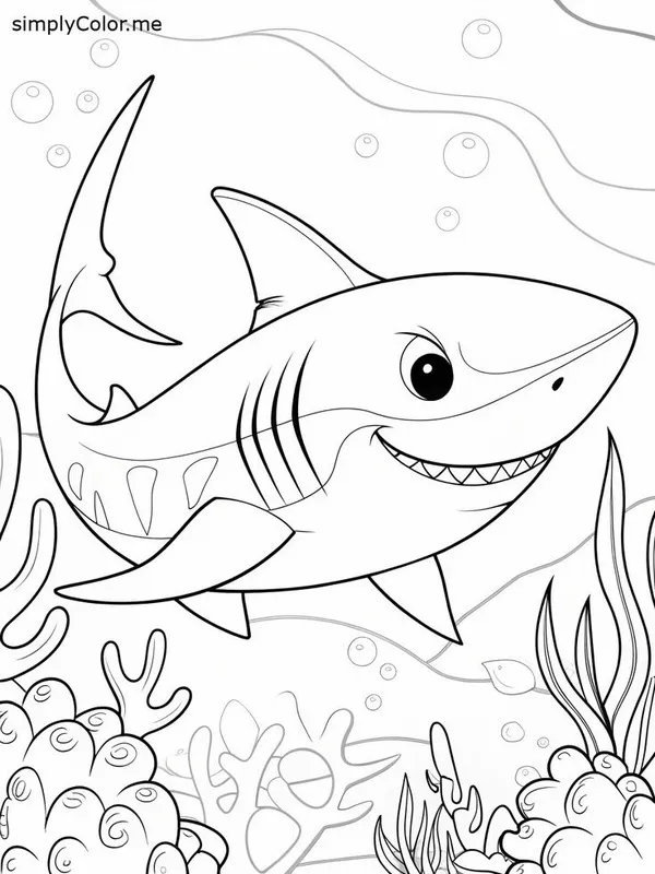 Hình tô cá hề, rùa và cá mập cùng sống hòa bình.