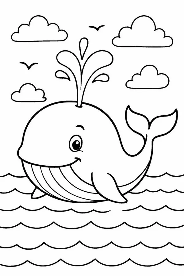 Trang tô màu cá voi con và mẹ bơi cùng nhau.