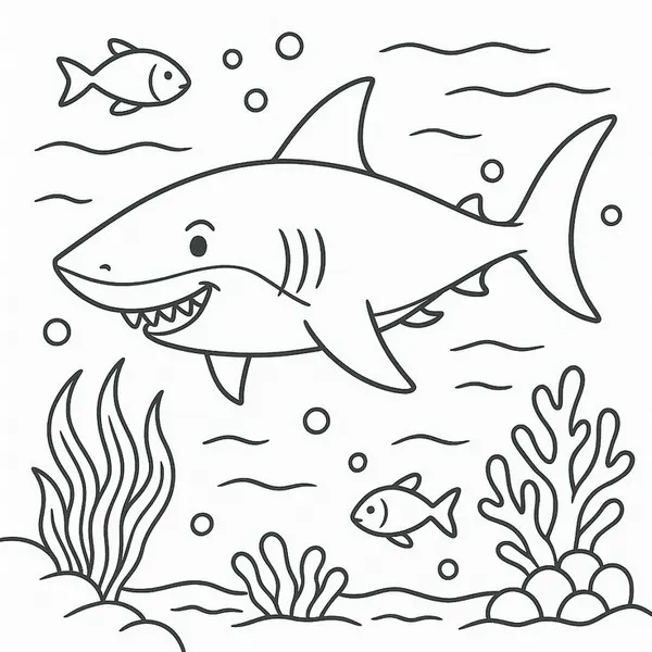 Tô màu sáng tạo với cá mập xanh dương mạnh mẽ.