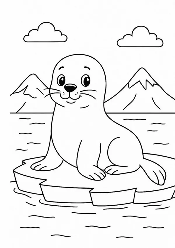 Hoạt động tô màu cá mập to đang cười giữa đại dương.