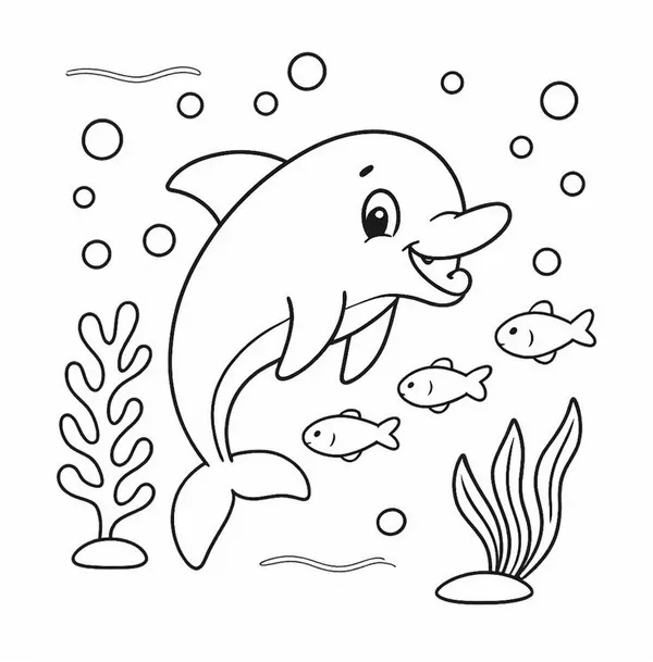 Bộ tranh tô cá heo, rùa, mực cực sinh động.