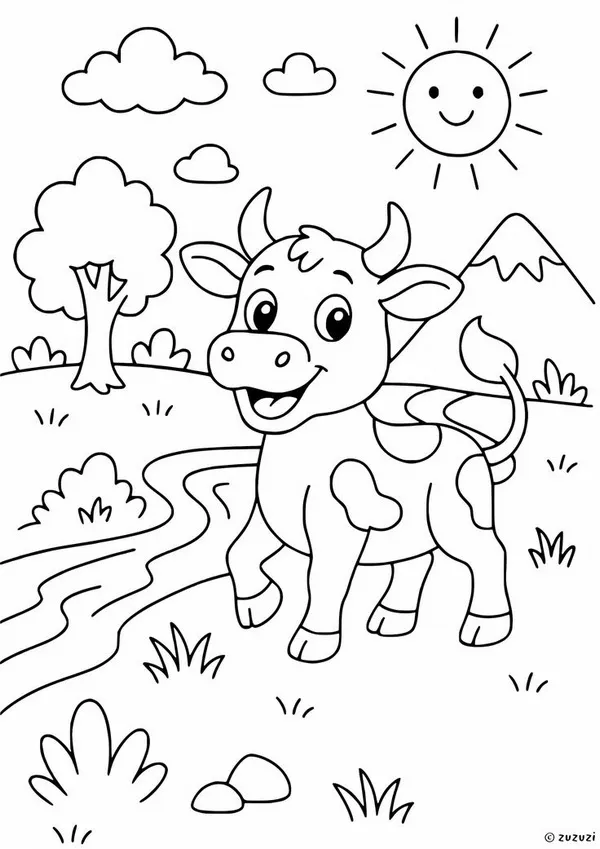 Trang tập tô thỏ rừng nhảy nhót giữa bãi cỏ.