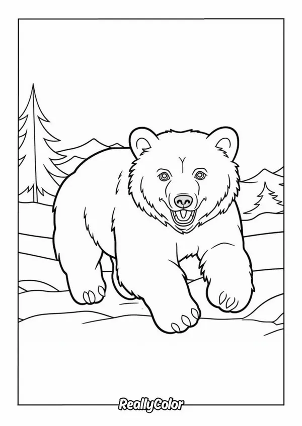 Bức tranh tô màu gấu nâu đang hái mật ong.