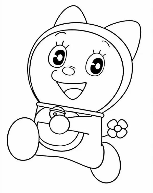 Hình vẽ Dorami cười hiền với nơ đỏ nổi bật