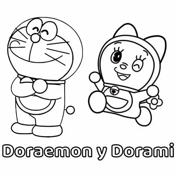 Bức tranh Dorami váy đỏ vàng nổi bật cực đáng yêu