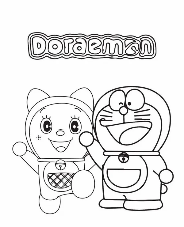 Hình tô Dorami em gái Doraemon với chiếc nơ đỏ