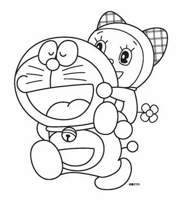 Mẫu tranh tô Dorami đáng yêu giúp trẻ nhận biết màu sắc