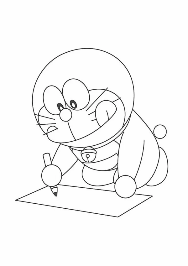 Hình vẽ tranh tô Doraemon cùng bạn Nobita ngoài công viên