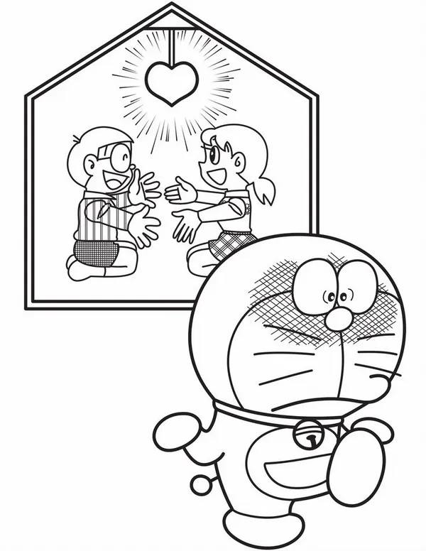 In hình Doraemon thân xanh và túi thần kỳ huyền thoại