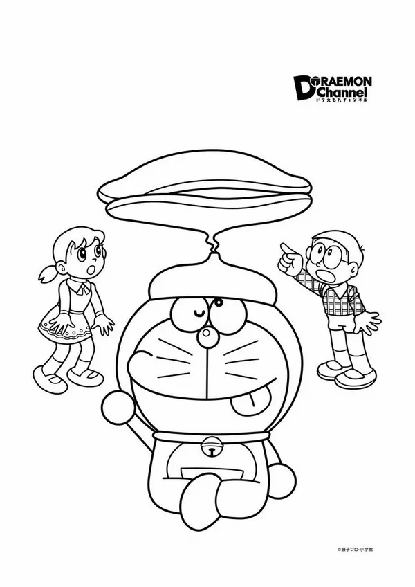 Trang tập tô Doraemon và bạn bè vui cười suốt ngày