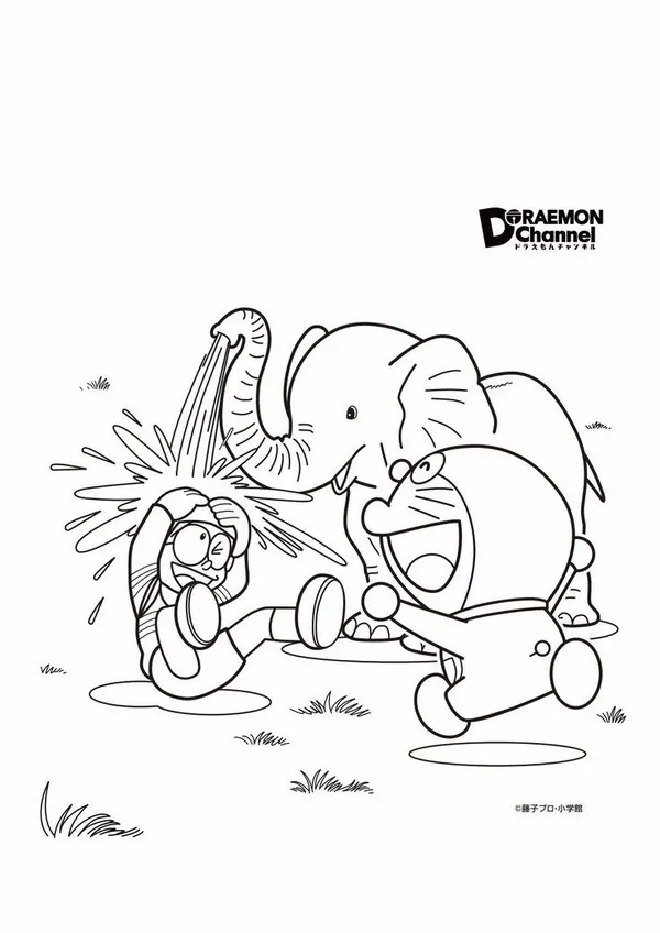 Trang tô màu Doraemon có túi thần kỳ và bạn Nobita