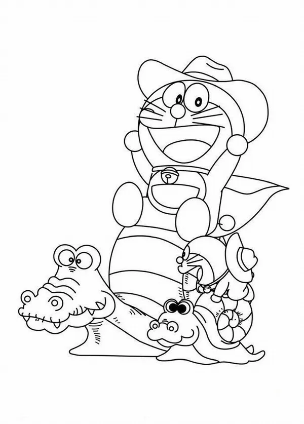 Hình tô Doraemon cười rạng rỡ bên cây bánh rán ngon