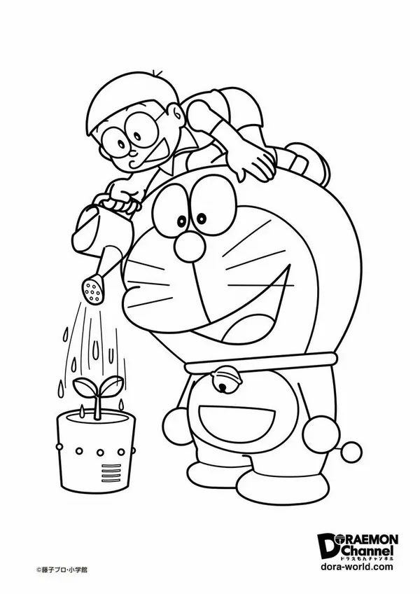 Trang tập tô mèo máy Doraemon trong phòng học vui nhộn