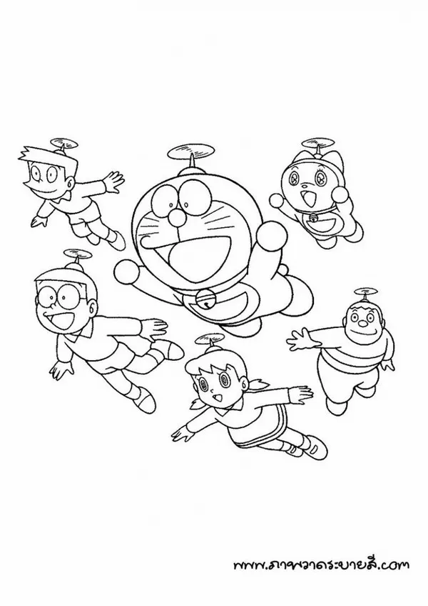 Tranh tô màu Doraemon và các bạn nhỏ cực kỳ sinh động