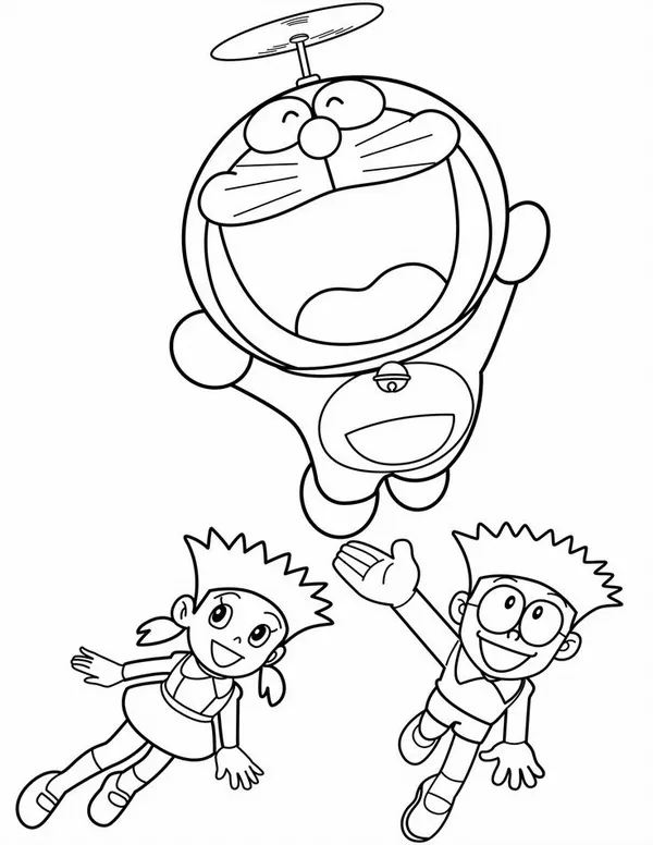 Trang tô Doraemon cùng Dorami vui đùa dưới nắng