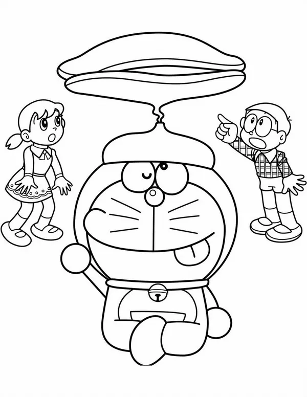 Tờ giấy tô Doraemon thân xanh mặt trắng dễ thương