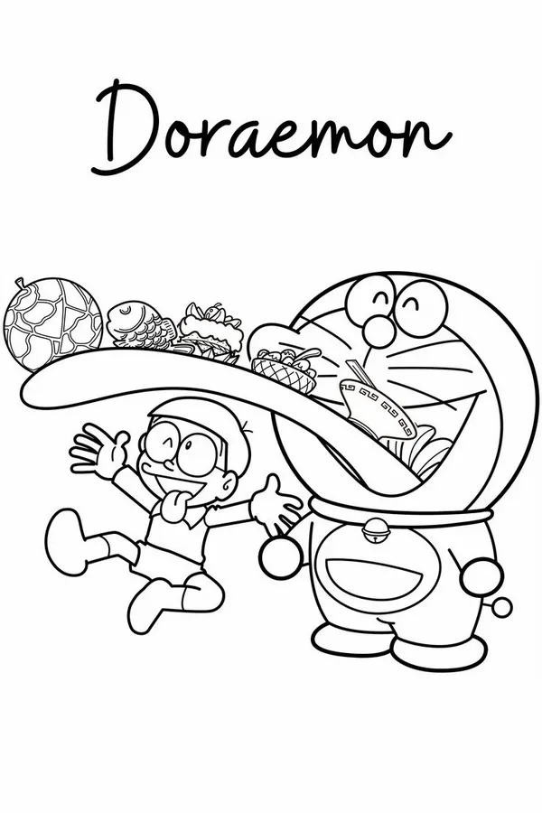 Mẫu tranh Doraemon và Chaien hát nhạc cực vui