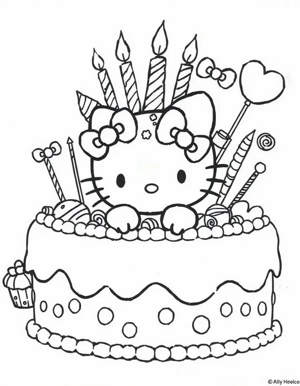 Bức tranh tô Kitty đang nướng bánh cùng Mimmy