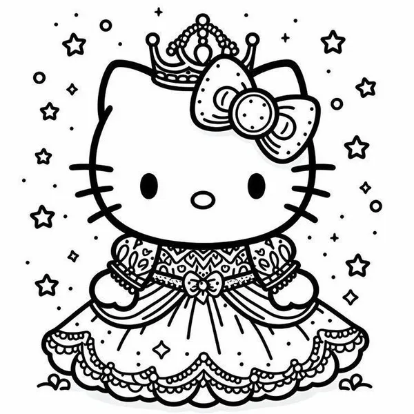 Bức tranh tô Hello Kitty giúp trẻ yêu học vẽ