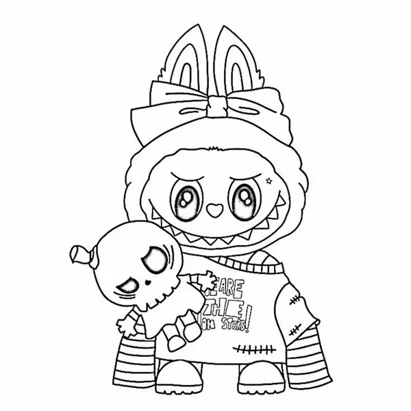 Trang tập tô Labubu biểu cảm khác nhau siêu dễ thương