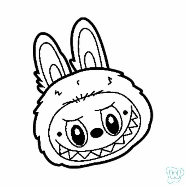 Tranh tô Labubu tóc xanh cho trẻ rèn phối hợp tay mắt