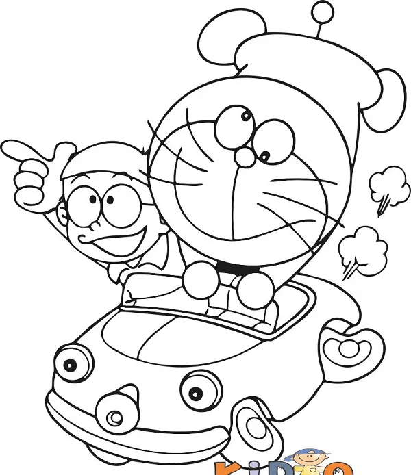 Tờ giấy tô màu Nobita với nụ cười hiền lành cho trẻ