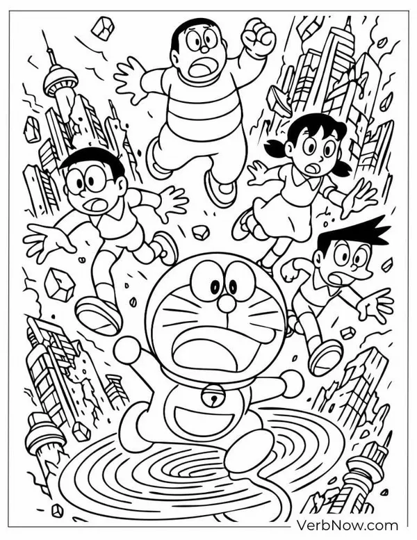 Bức tranh tô Nobita hậu đậu khiến bé cười thích thú