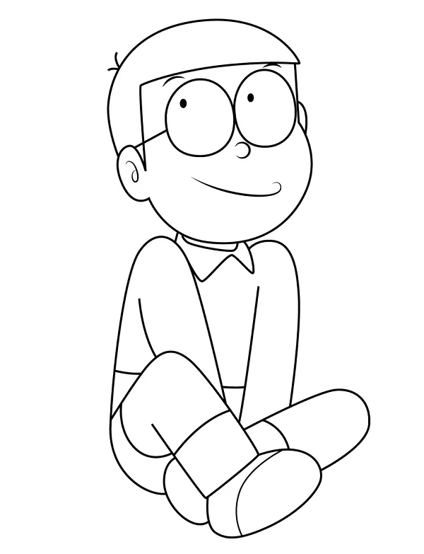 Mẫu tô màu Nobita bị Chaien rượt khiến bé cười nghiêng ngả