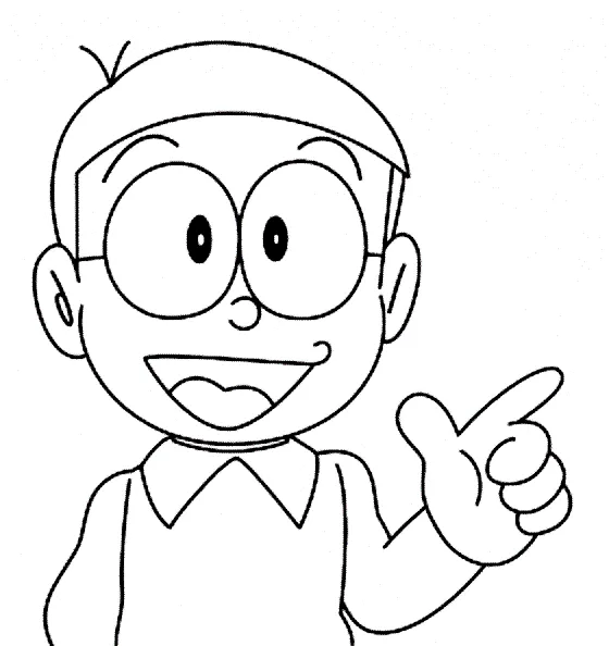 Tranh tô màu Nobita áo vàng quần xanh cho trẻ tập tô