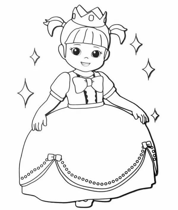 84 Tranh tô màu búp bê giấy chải tóc trước gương nhỏ.