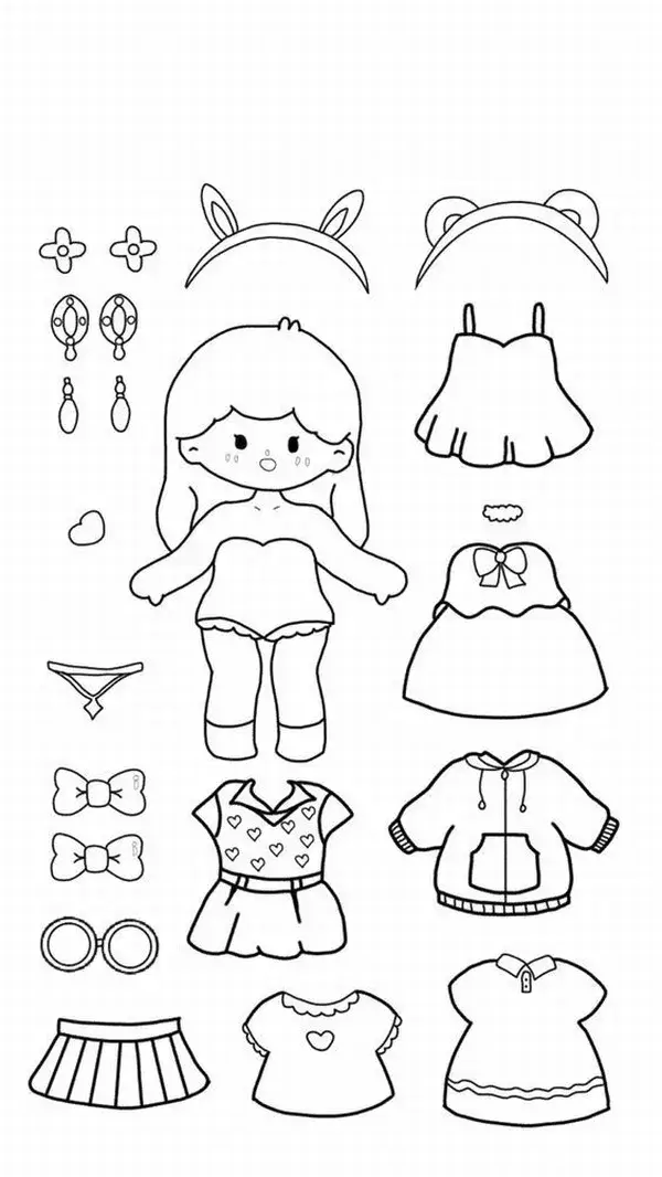 71 Bức tranh tô paper doll khoác áo dài, khăn đỏ tuyết rơi.